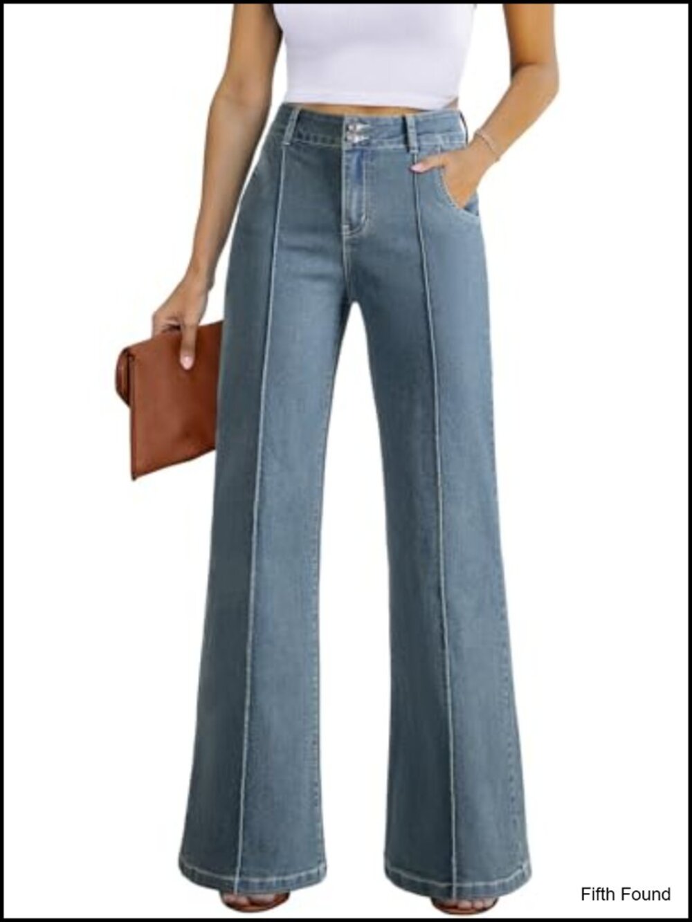 Wide Leg High Waisted Stretch Denim Jeans Loose Fit